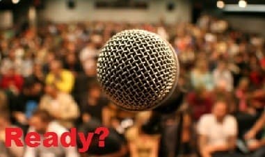 New comedian performing stand-up comedy on stage